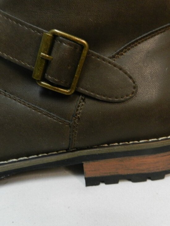 St. John\'s Bay SJB Statham Size 12 NEW brown Faux Leather zip moto boots Ankle main image 6